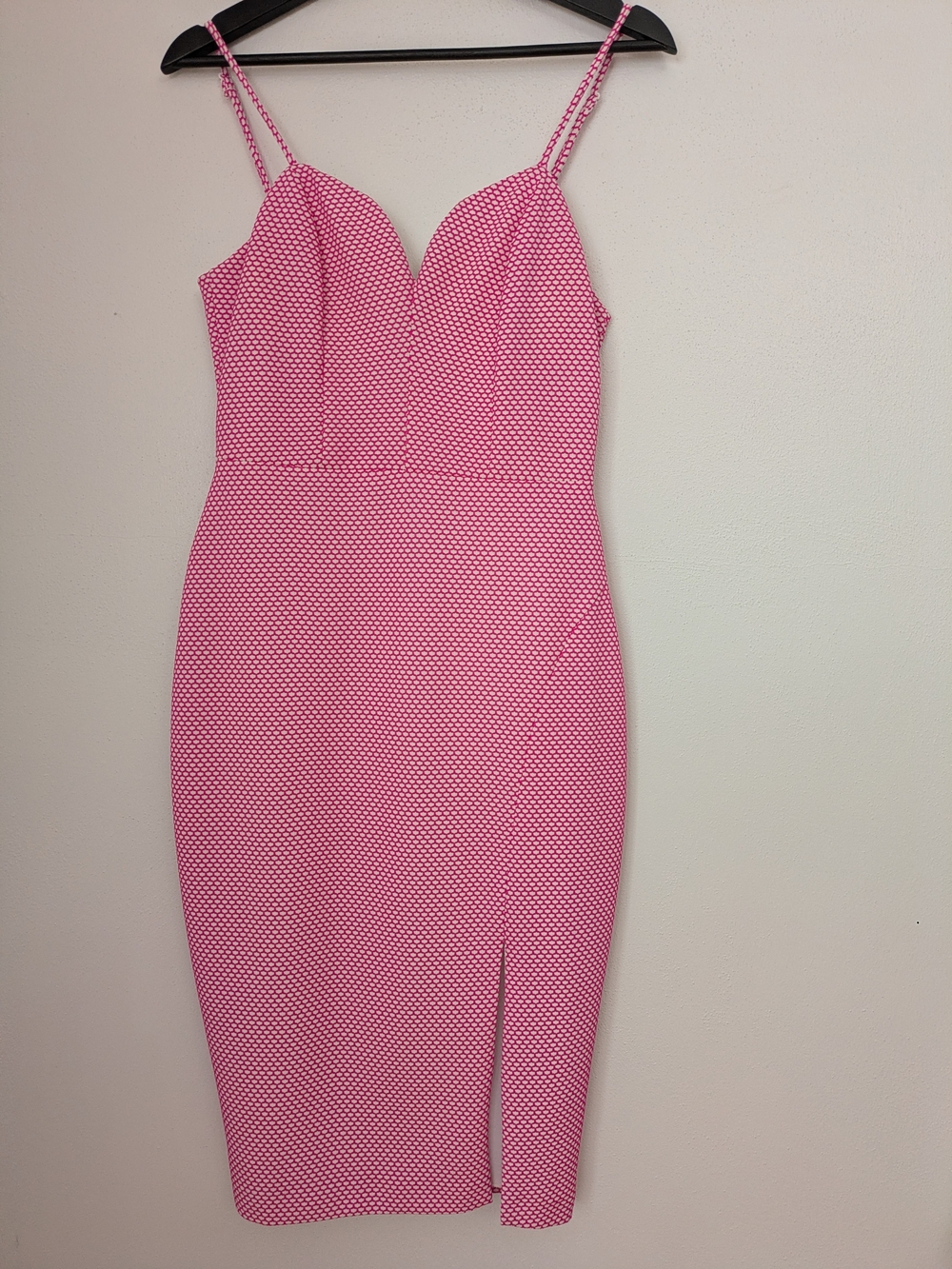 Bisou Bisou Pink Textured Spaghetti-Strap Midi Dress